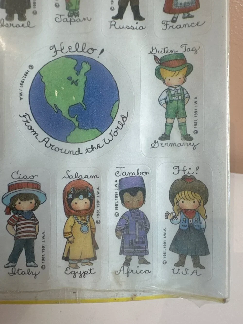 Vintage Hallmark Joan Walsh Anglund Hello Around the World Stickers New
